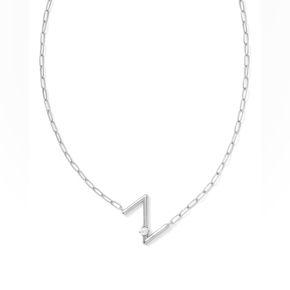 Kendra Scott Pearl Silver Letter Z Short Pendant Necklace